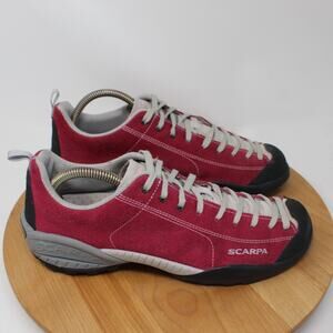 Scarpa Shoes Men 9 Mojito Sangria Red Sneakers Suede Vibram Hiking Trail Comfort